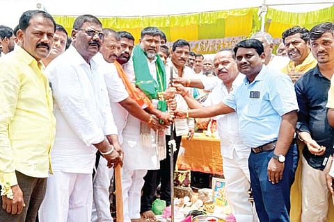 Maski prajasoudha construction bhomipuja