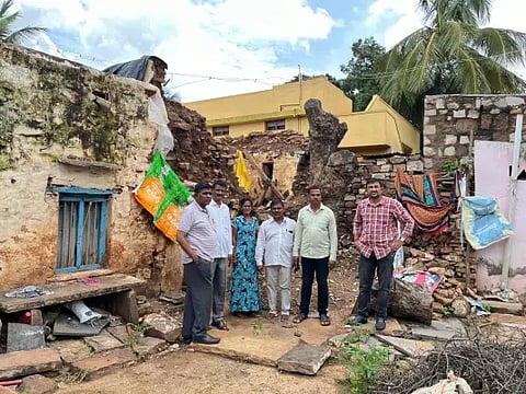 Officials inspecting the damage