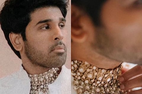 Allu Sirish wearing a necklace and Responds to Trolls in Style
