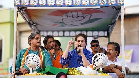 शशि थरूर के समर्थन में प्रचार करती प्रियंका गांधी