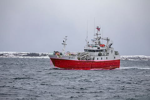 Ms Atløy Viking, a coastal fishing boat from Atløy, Norway, with quotas for North Sea herring and cod, among others.