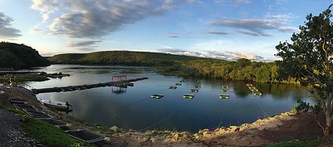 A fish farm in the Kwanza River, Angola, Africa.