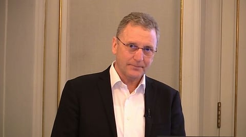 Grieg Seafood CEO Andreas Kvame, pictured during this morning's presentation of the Q4 results for 2023.