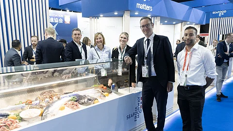 Louis Guaidamos, Ingelill Jacobsen, and Lisa Marie Grøndahl from NSC, Trond Håvard Glomnes Rudi, Council of Ministers at the Norwegian Embassy in Abu Dhabi, and Mounir Achalhi from Sjór participated in this year's Gulfood 2024.