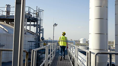 A worker at the facilities of algae oil producer Veramaris.