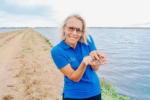 Katherine Bryar on a farm at Lanec in Ecuador.