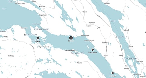 Location of Stolane site, in Radfjorden, Alver municipality, Vestland county, Norway.
