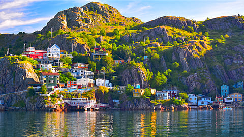 An HDR panoramic image of The Battery community in St John's harbour, Newfoundland, Canada.