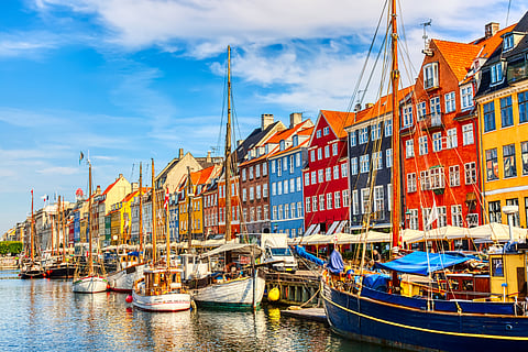 Old Nyhavn port in the center of Copenhagen, Denmark.