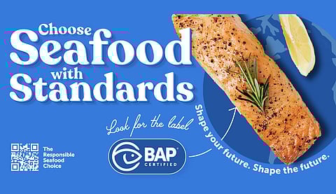One of the point-of-sale material options for the GSA's 'Choose Seafood with Standards' campaign 2023.