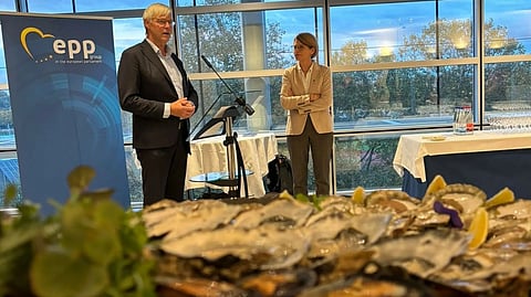 European Mollusc Producers Association president Addy Risseeuw, presenting the EMPA's Manifesto for the Sustainable Development of the European Shellfish Sector in Brussels.