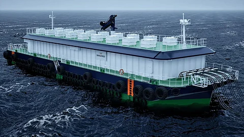 Design for the world's largest feed barge, commissioned by Bakkafrost.