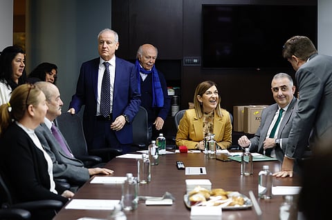 The President of Cantabria, María José Sáenz de Buruaga, during her meeting in Mexico with representatives of Norcantabric.