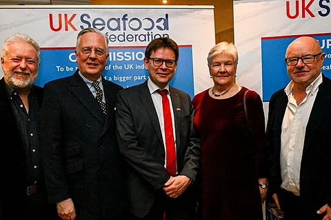 From left to right: Simon Smith (UKSF Chair), Ambassador Sturla Sigurjonsson of Iceland, Deputy Ambassador Oyvind Hernes of Norway, Kate Sanderson, Head of Representation of the Faroe Islands, Simon Dwyer (UKSF CEO).