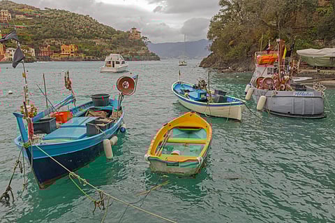 Fishing boats in Portofino, Italy.