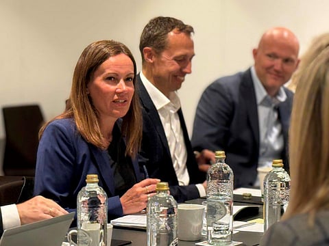 Minister of Fisheries and Oceans Marianne Sivertsen Næss pictured with Seafood Council Director Christer Chramer and seafood envoy Tore Holvik in Barcelona.