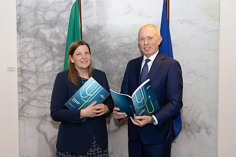 BIM CEO, Caroline Bocquel with Minister of State for Fisheries and the Marine, Timmy Dooley TD, at the launch of the Business of Seafood report.