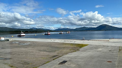 New seawater intake pipelines in Salmon Evolution's land-based aquaculture facility in Indre Harøy.