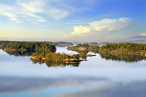 The Nämdö Archipelago, location of Sweden's new national marine park, is part of the Stockholm Archipelago (pictured), which extends 60km east from the mainland into the Baltic Sea.