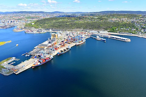 Aerial view of the Oslo Port.