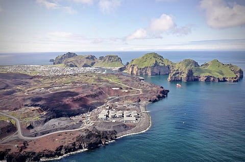 Aerial view of LAXEY's site in Vestmannaeyjar, Iceland.