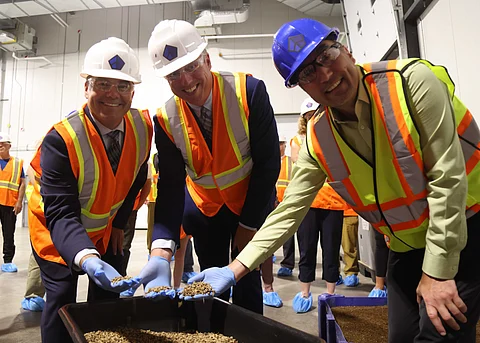 Nova Scotia Ministers Smith and Morrow, and CEO and founder of Oberland Agriscience, Greg Wanger.