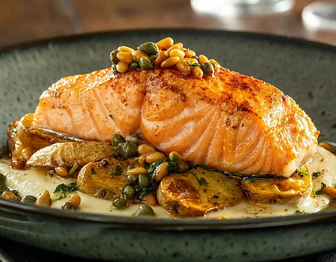 Mowi Scottish Salmon Fillets cooked.