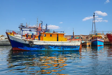 Fishing harbor in Visakhapatnam, India.