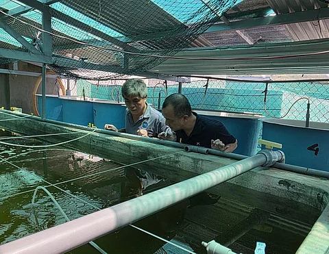 Chien Ho Van (Regional Technical Support Asia, INVE) and Yang during a site visit in Vietnam.