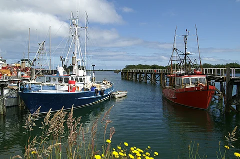 Fishing boats in Westport, New Zealand.