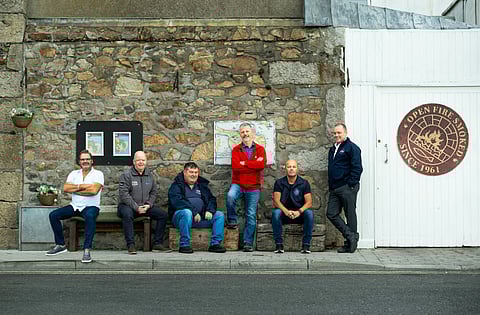 Seafood retailers in Howth participating in the Seafood Academy's "Famous for Fish" initiative (from left): David Wright (Wright's of Howth), Paul Grenville (Reid's Fish Market), Sean Doran (Doran's on the Pier), Martin McLoughlin (Nicky's Plaice), Alan Beshoff (Beshoff's), Graham Murphy (Kish Fish).