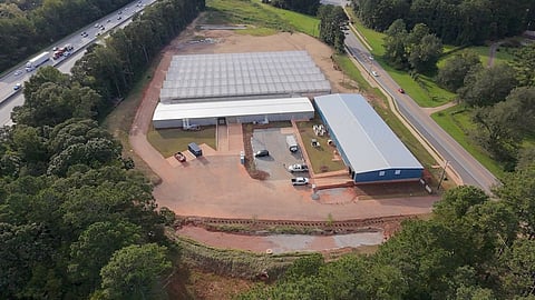 Aerial view of the Forever Young Aquaponics facility in Atlanta, Georgia.