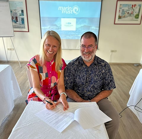 Libby Woodhatch, Executive Chair of MarinTrust, with Dave Martin, Deputy Division Director at Sustainable Fisheries Partnership.