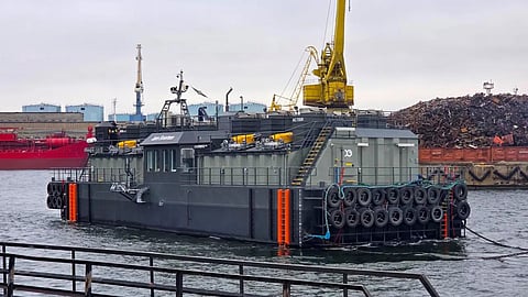 AC700R feed barge delivered to Lovundlaks – the same model now bound for Arctic Fish in Iceland.