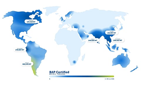 Illustration of Global Impact in 2024 by BAP-certified metric tonnage, from the GSA Annual Report.