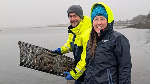 University of Aberdeen researcher Dr Victoria Sleight and Dr Tom Ashton of NativeAqua.