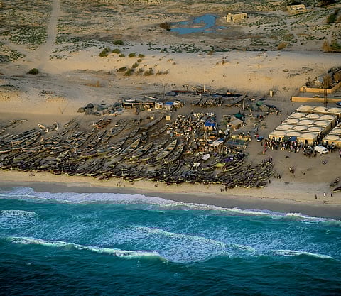 Fishing Village Atlantic Coast Sahara Desert Mauritania Africa.