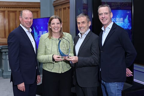 PT Aqua co-founders Ian Sutton and Paul Coyne accepting the BIM Aquatech Business of the Year award from Caroline Bocquel, CEO, BIM, and Richard Donnelly, Director of Development and Innovation Services, BIM.