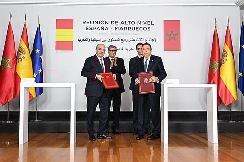 The Minister of Agriculture, Fisheries and Food, Luis Planas, and the Minister of Agriculture, Fisheries, Rural Development, Water and Forests, Ahmed Bouari, at the agreement-signing ceremony.
