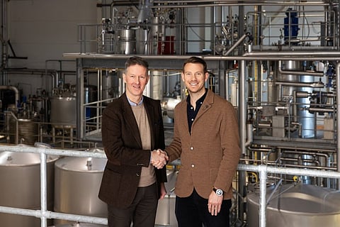 Ståle Berg, CEO of Berg LipidTech AS and Baldvin Þorsteinsson, CEO of Samherji hf., at the Berg LipidTech factory in Eidsnes near Álasund.