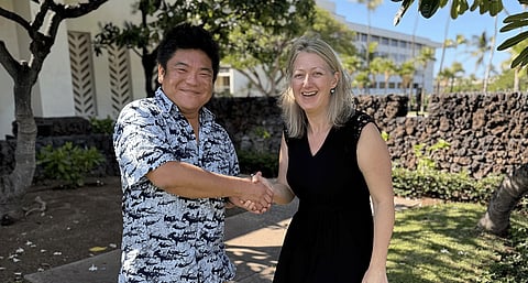 Wakao Hanaoka, Founder & President/CEO of Seafood Legacy Inc. and Kelly Harrell, Executive Director of Ocean Outcomes.