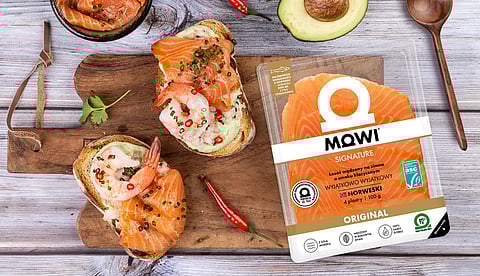 MOWI signature brand smoked salmon package.