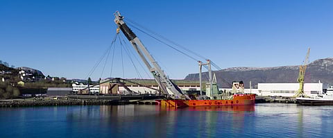 Launch of Hofseth's Havliljen, or "Sea Lily" deep farming facility.