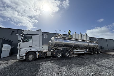 Truck in which the first smolt delivery from Thor Salmon were transported.
