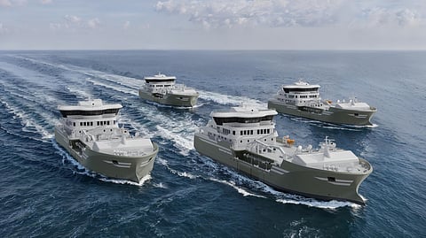 Four live fish carriers designed by Salt Ship Design for Pelican Aqua.