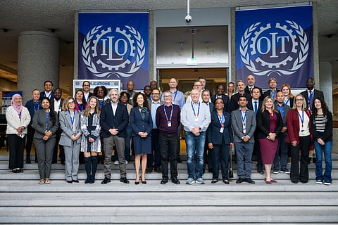 Members of the 2026 meeting of experts on a code of practice on occupational safety and health in aquaculture, together with the ILO secretariat.