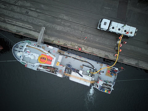 Grupo Salmovac's service boat.