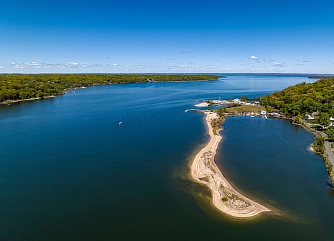 Aerial view of Oyster Bay, Long Island.