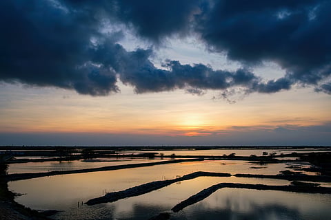 Aquaculture Ponds in the Sundarbans Delta near Canning and Moukhali, West Bengal, India.