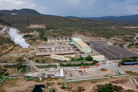 Aerial view of Olkaria geothermal fields in Kenia.